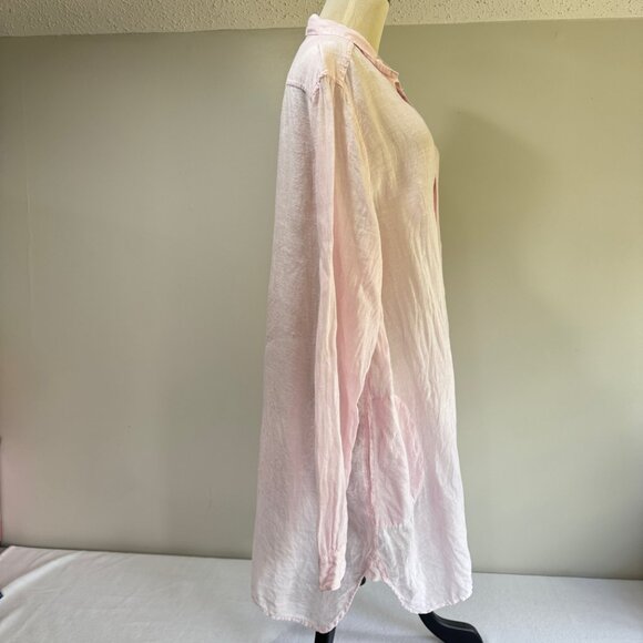 CP SHADES Light Pink Linen Button Down Tunic Maxi Shirt - Picture 4 of 9